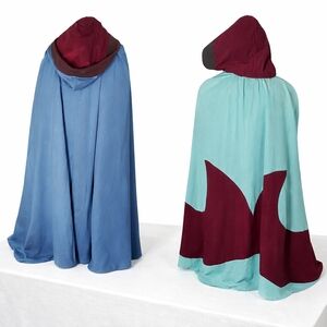 Handmade Reversible Medieval Cape Cloak w/ Hood – Denim & Velour – Renaissance